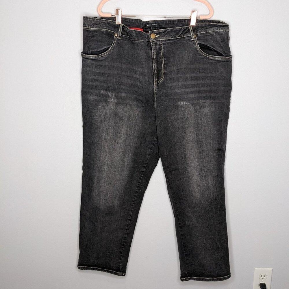 Universal Standard Distressed Black Seine Jeans Size 28 (4X)